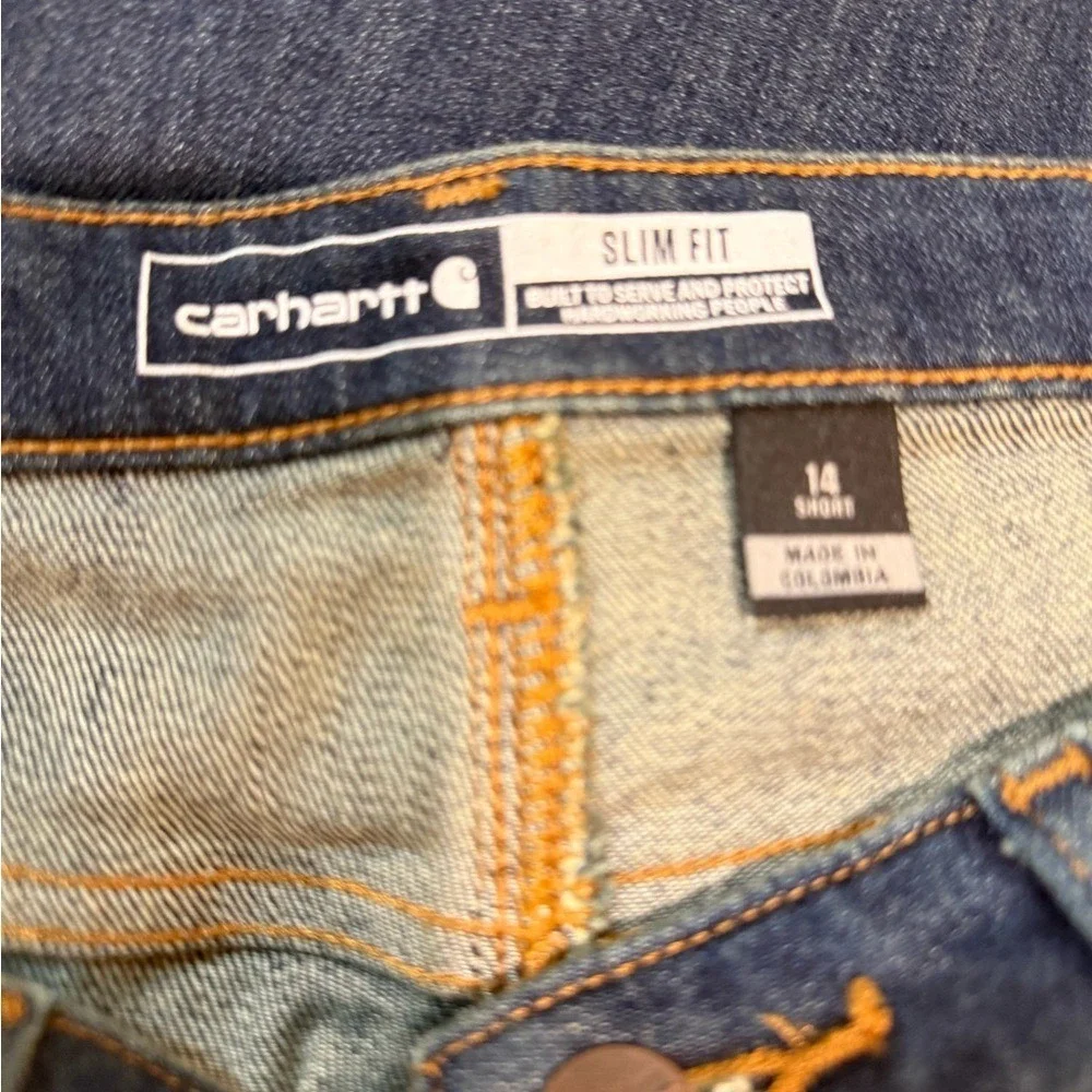 CARHARTT Women's Dark Blue Slim Fit Tapered Jeans 14S Rugged‎ Flex